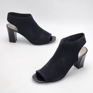 Impo Stretch Valerie Black Knit Peep Toe Sandals Size 10
